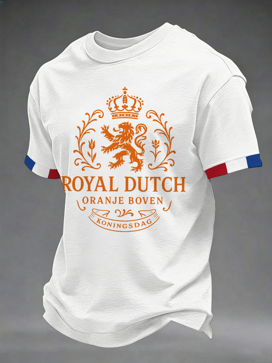 Casual T-shirt met Koningsdag-print voor heren