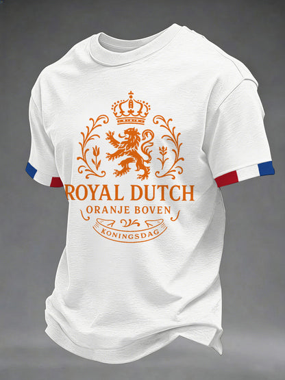 Casual T-shirt met Koningsdag-print voor heren