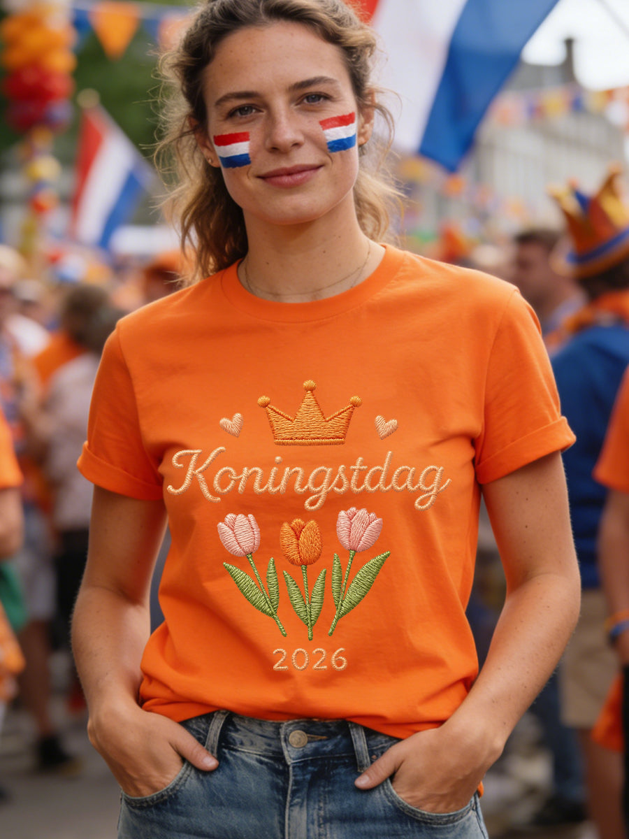 Dames koningsdag print casual tee