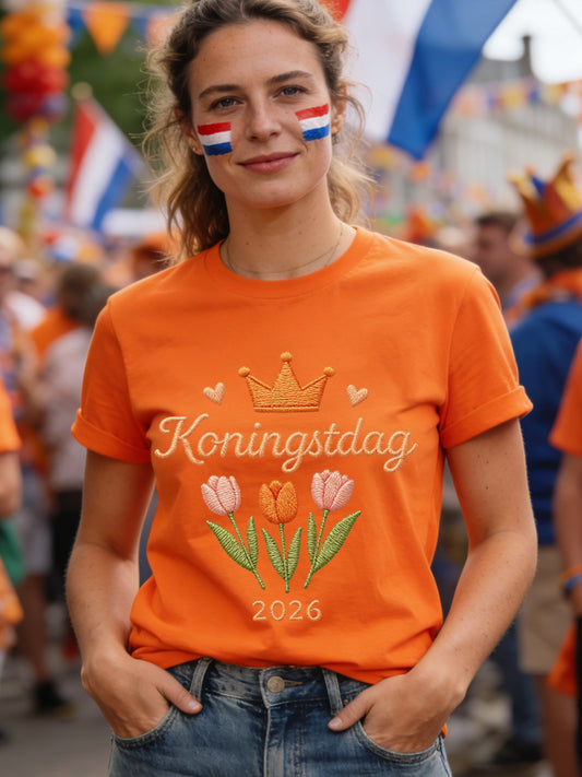 Dames koningsdag print casual tee