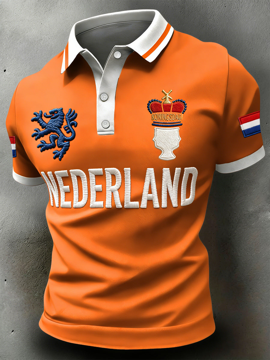 Retro Nederlandse Koningsdag casual poloshirt