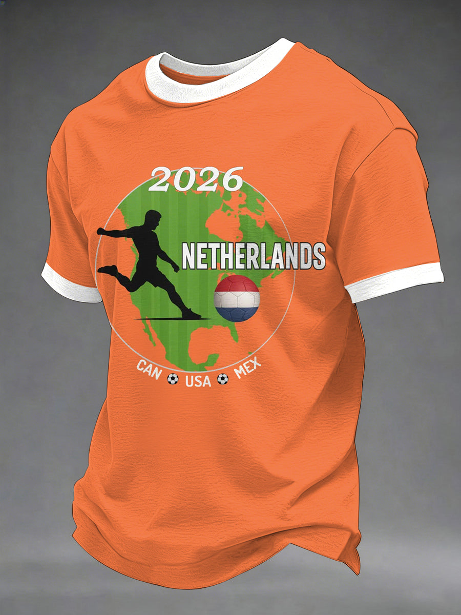 Heren Nederland Print Cadeau voor Voetbalfans Casual T-shirt