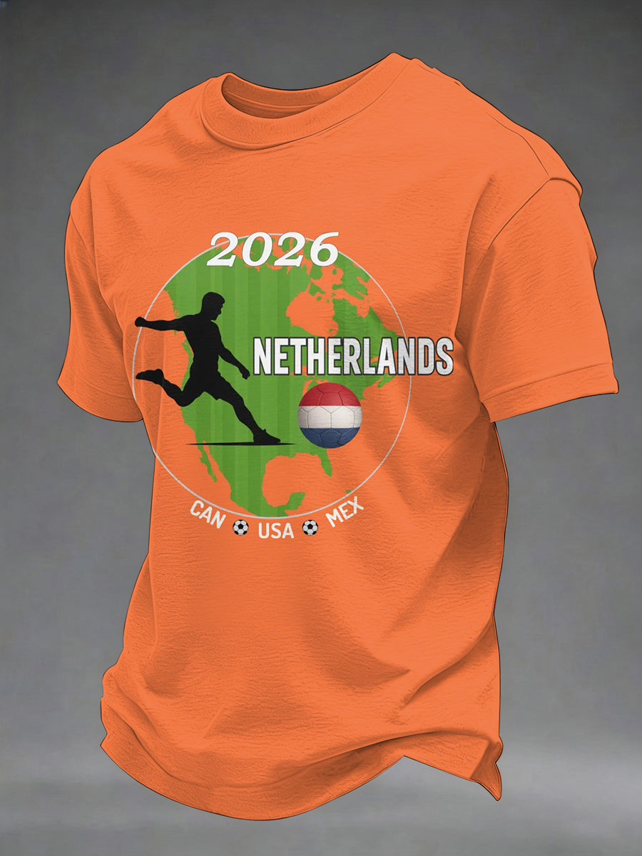 Heren Nederland Print Cadeau voor Voetbalfans Casual T-shirt
