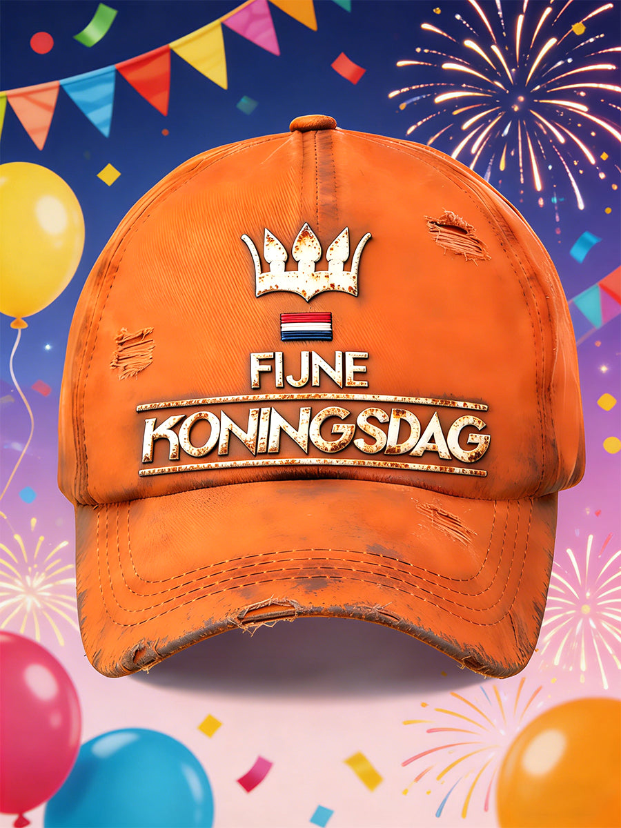 Nederlandse Fijne Koningsdag vintage print oranje hoed