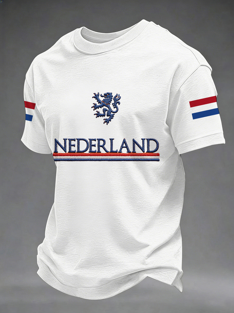 Heren Nederlandse vlag print Koningsdag casual T-shirt