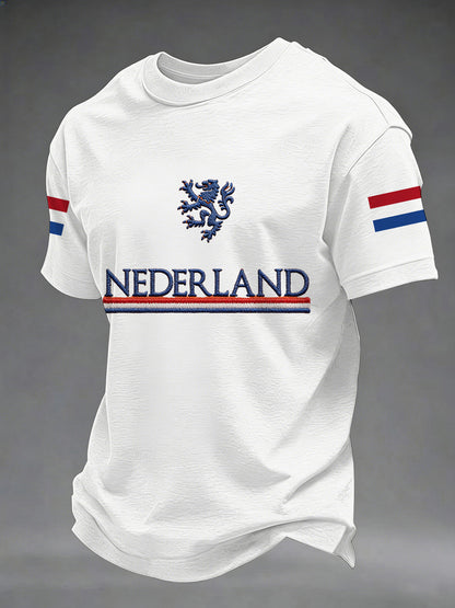 Heren Nederlandse vlag print Koningsdag casual T-shirt