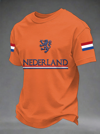 Heren Nederlandse vlag print Koningsdag casual T-shirt