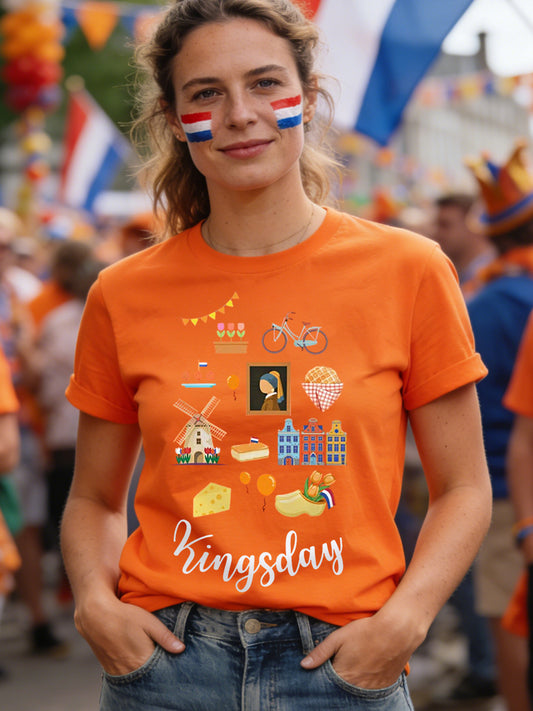 Dames koningsdag print casual tee
