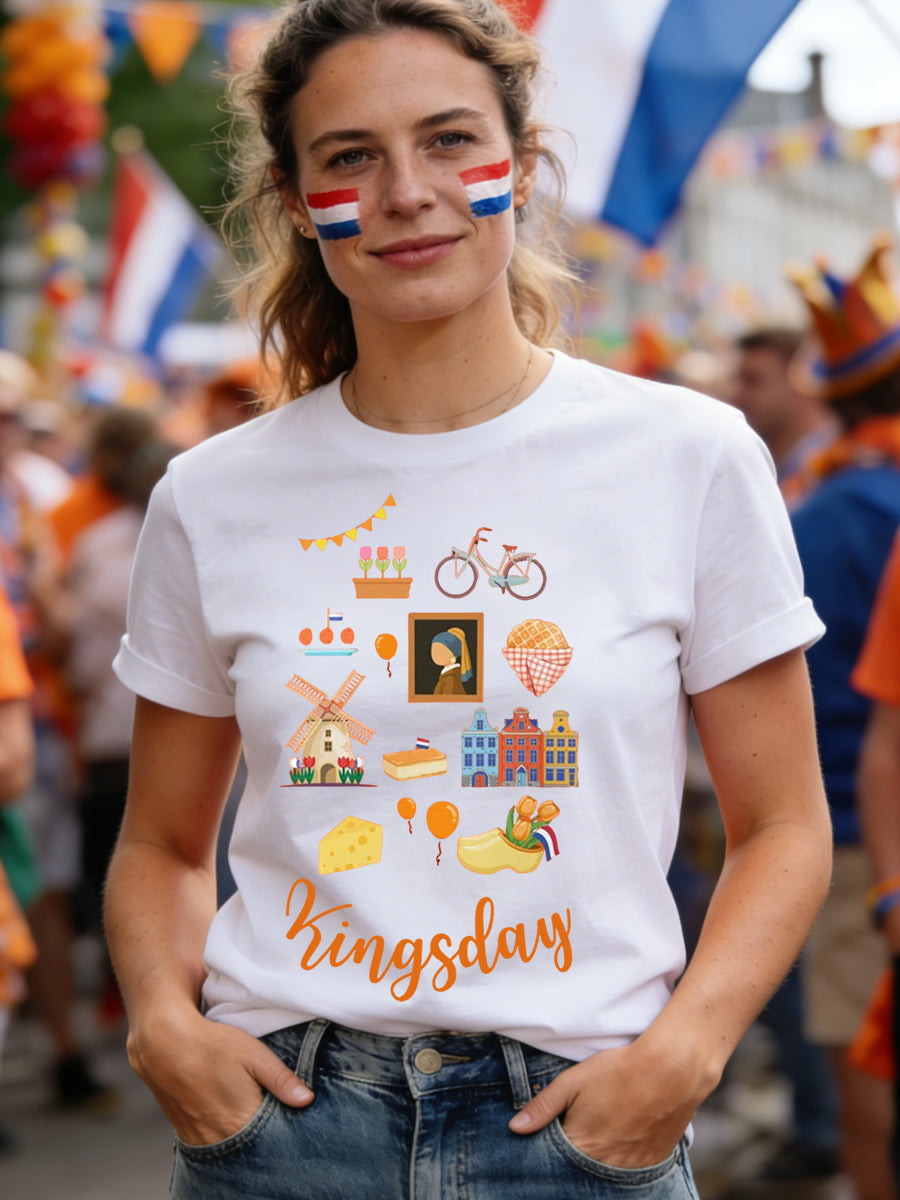 Dames koningsdag print casual tee