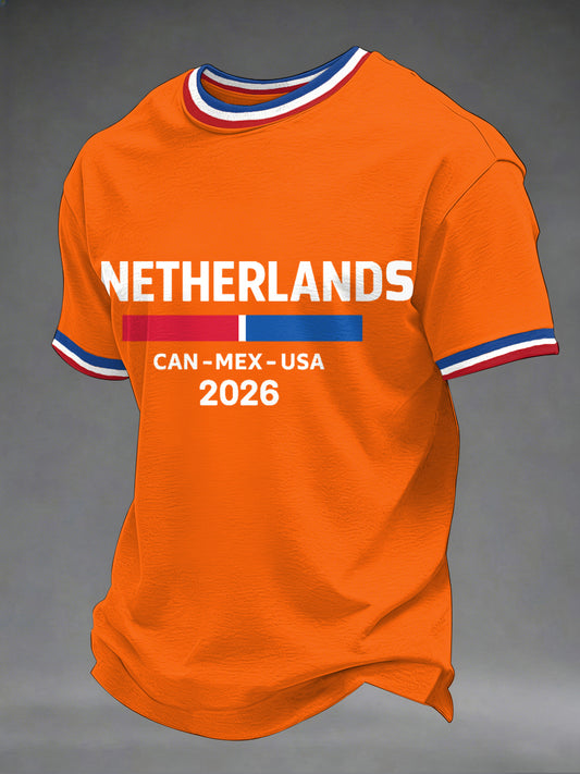 Heren Nederland Print Cadeau voor Voetbalfans Casual T-shirt