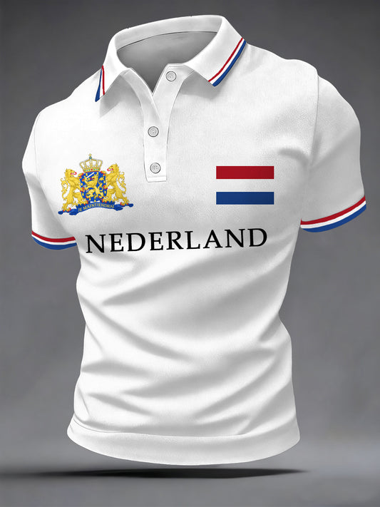 Koningsdag informele top met Nederlandse print voor heren