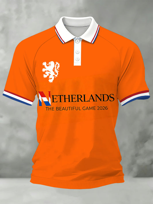 Herenpolo met herdenkingsprint voor de Nederlandse Koningsdag