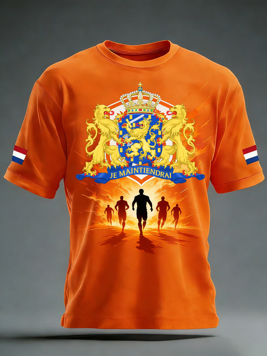 Nederlands Voetbal Fan Gedrukt Casual T-shirt