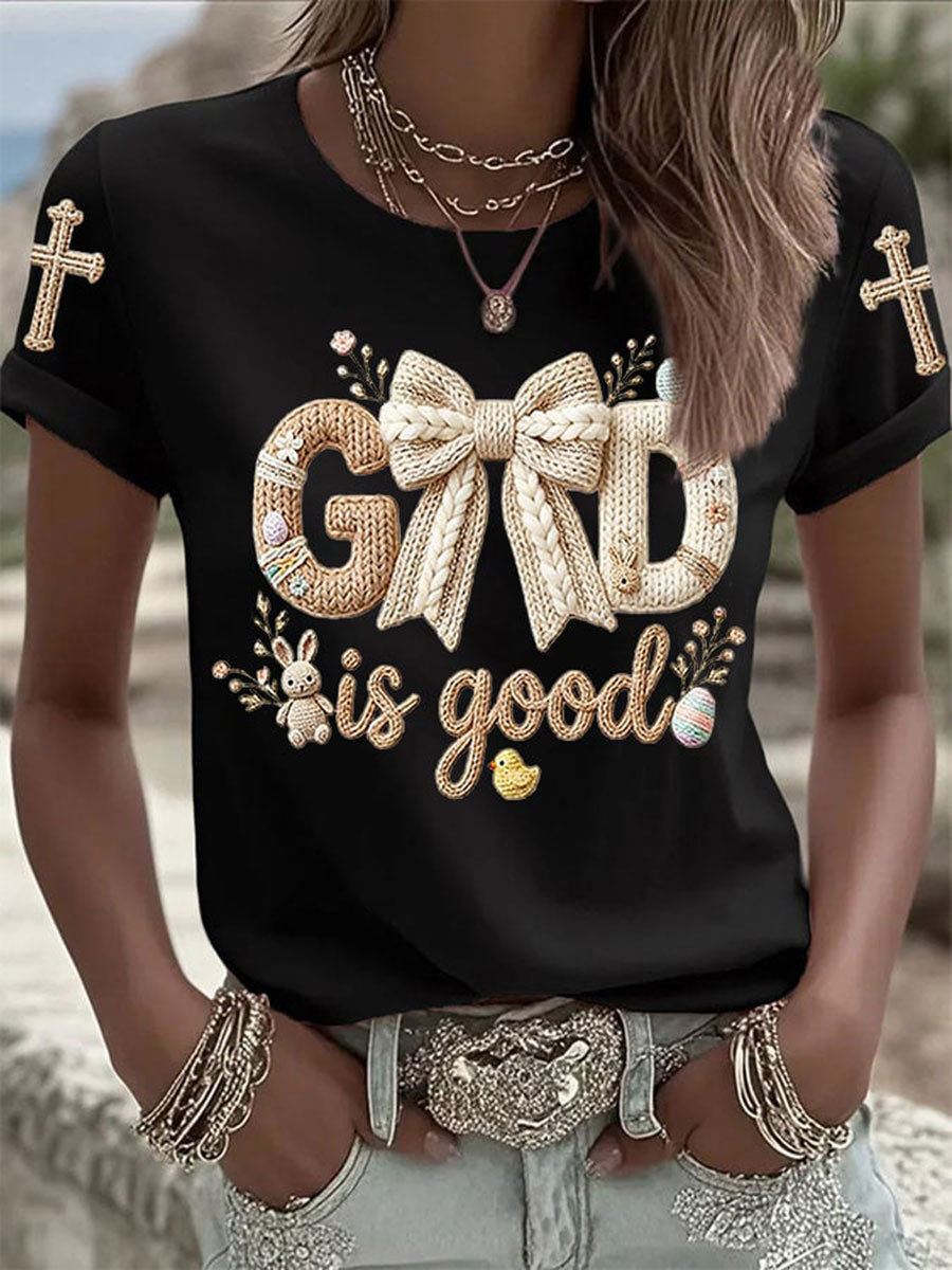 Dames Paashaas Print Casual T-shirt