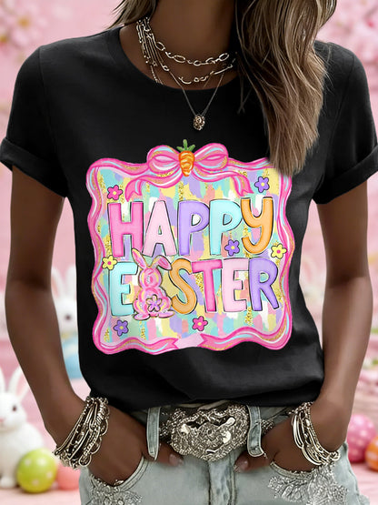 Vrouwelijke paasprint casual tee voor dames