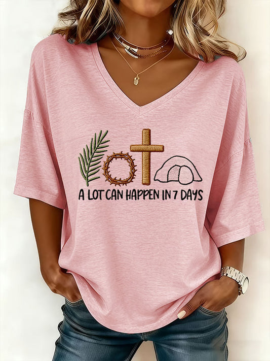 Dames paashaas veel kan gebeuren in 3 dagen Gedrukt T-shirt