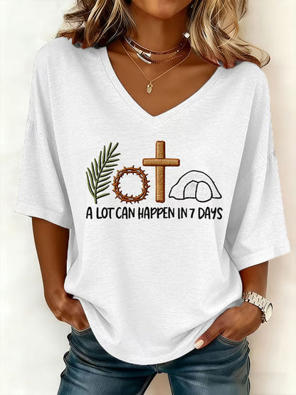 Dames paashaas veel kan gebeuren in 3 dagen Gedrukt T-shirt