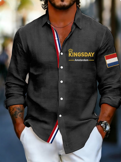 Koningsdag wafelshirt voor heren