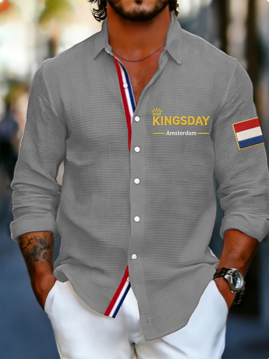Koningsdag wafelshirt voor heren