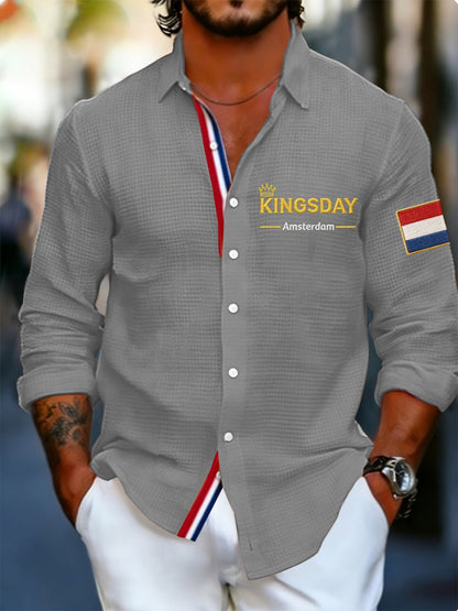 Koningsdag wafelshirt voor heren
