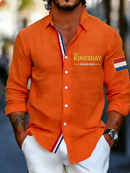 Koningsdag wafelshirt voor heren