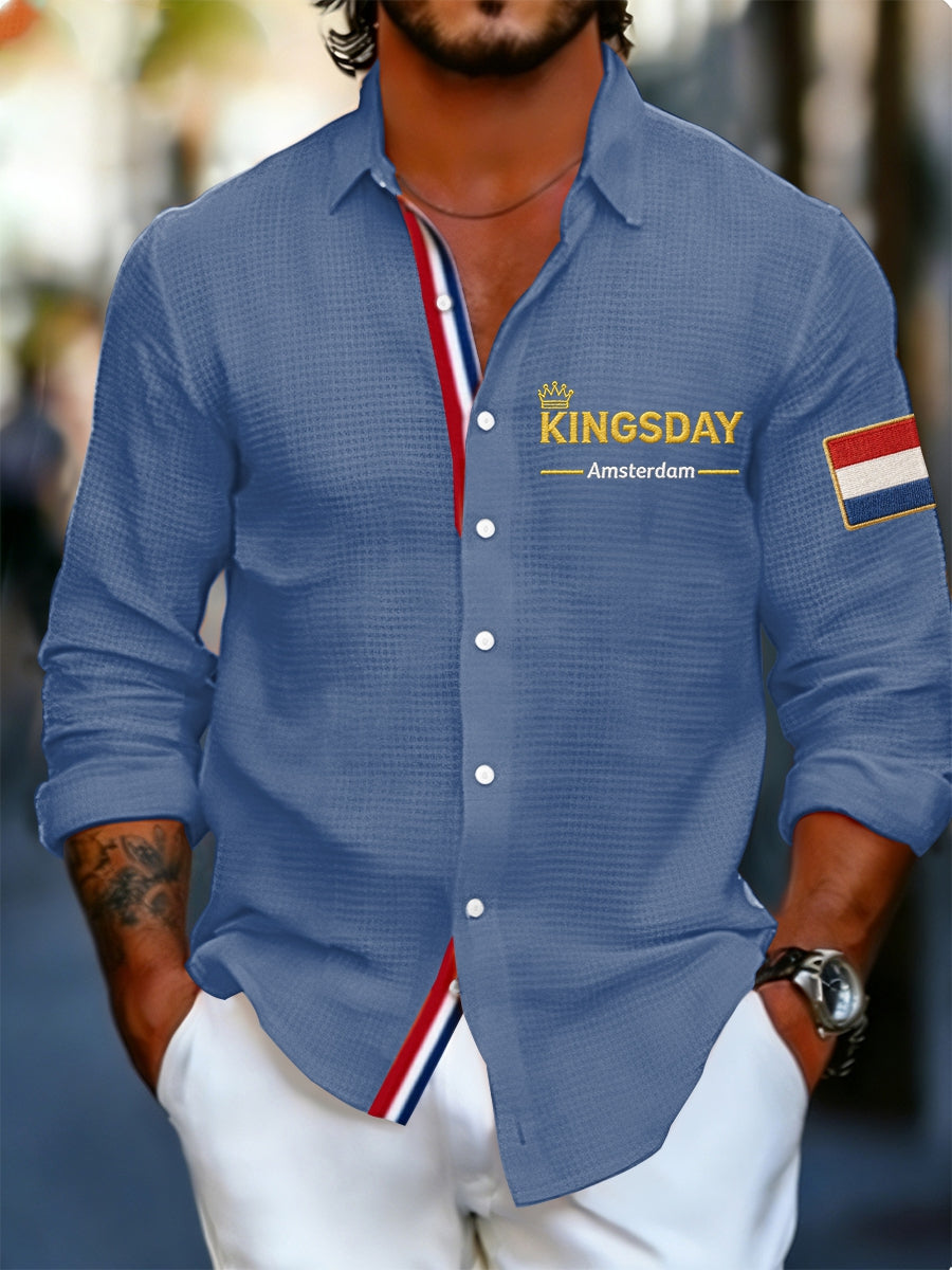 Koningsdag wafelshirt voor heren
