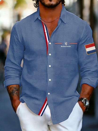 Koningsdag wafelshirt voor heren