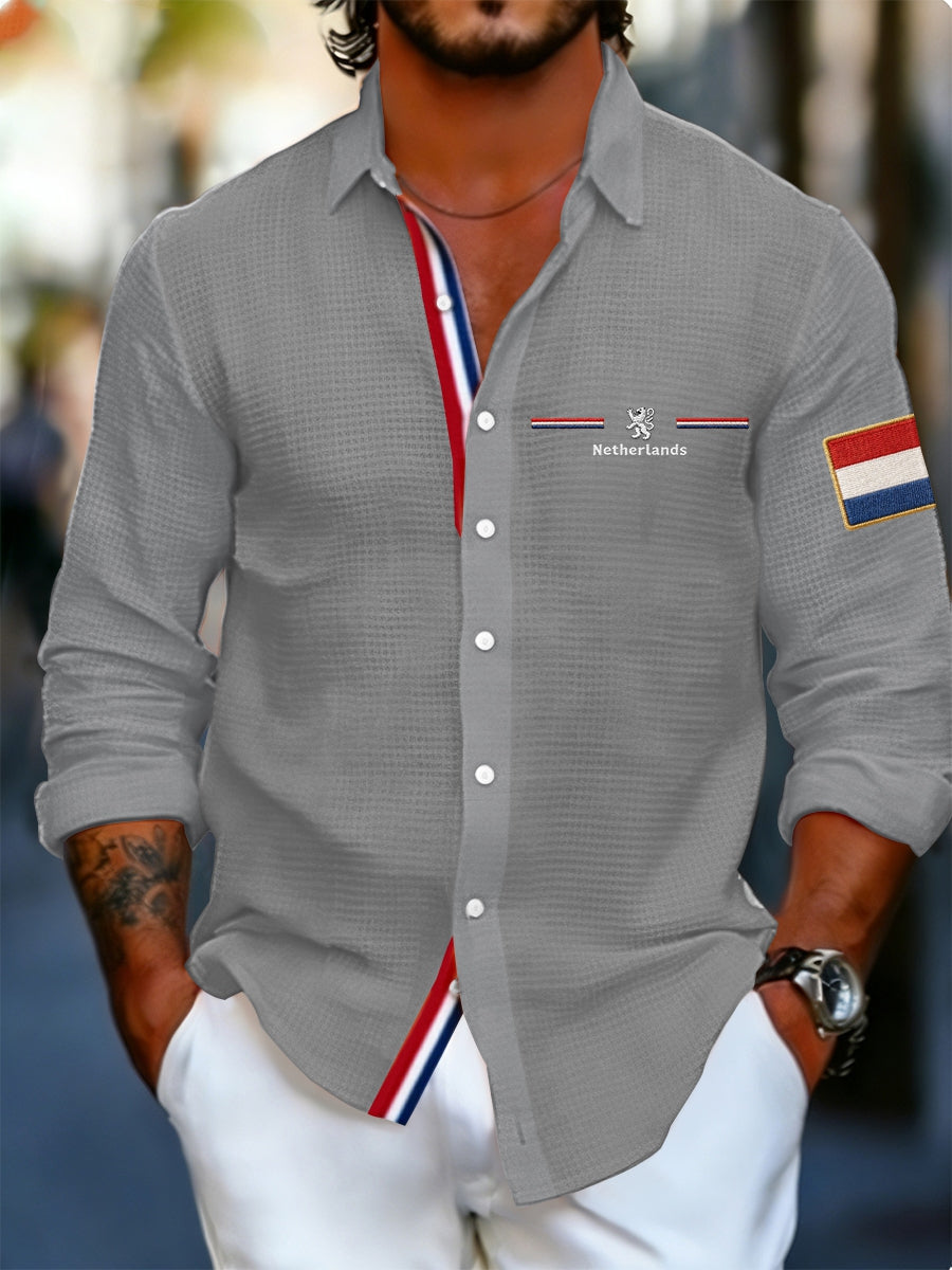 Koningsdag wafelshirt voor heren