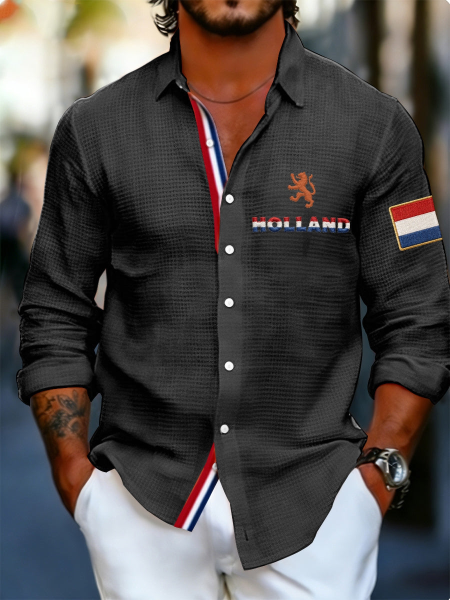 Koningsdag wafelshirt voor heren