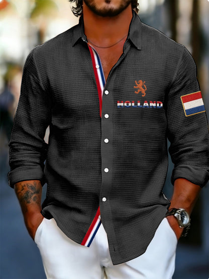 Koningsdag wafelshirt voor heren