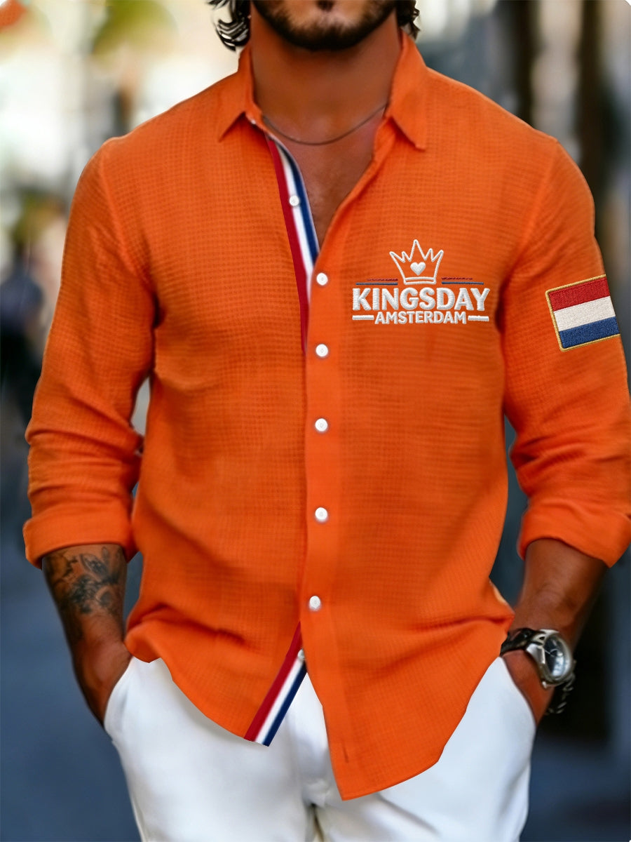 Koningsdag wafelshirt voor heren