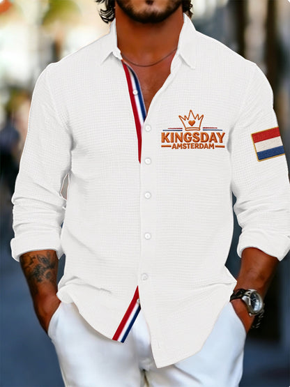 Koningsdag wafelshirt voor heren