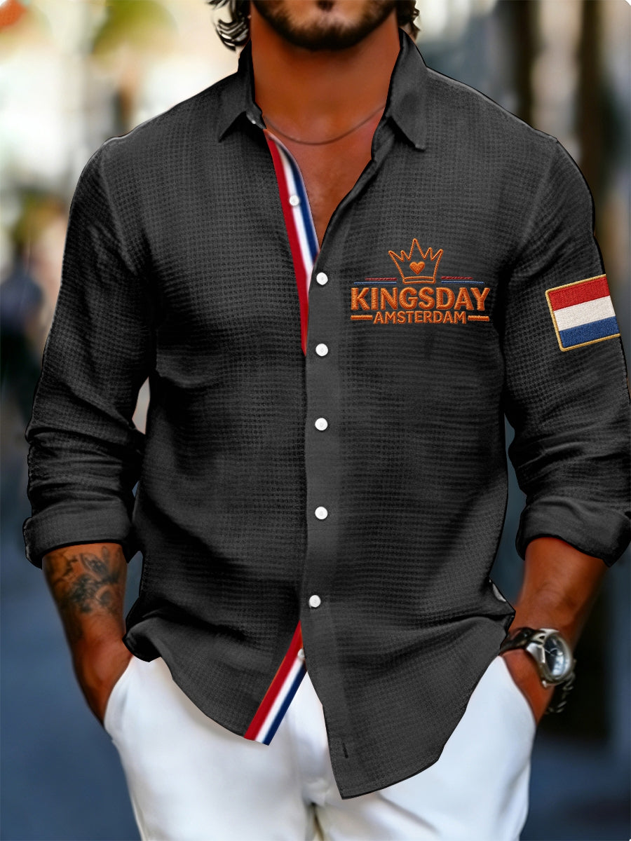Koningsdag wafelshirt voor heren