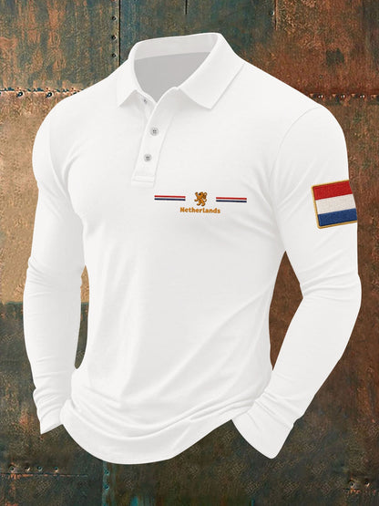 Heren Koningsdag-shirt met lange mouwen