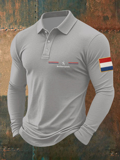 Heren Koningsdag-shirt met lange mouwen