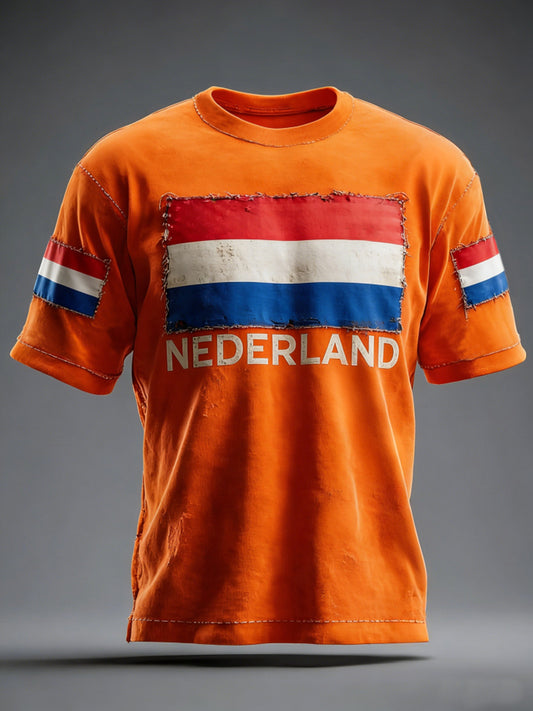 Heren Nederlandse vlag print casual T-shirt