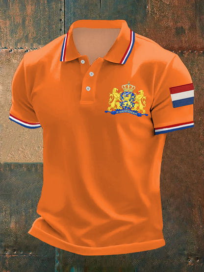 Heren Nederland Vlag Print Casual Top