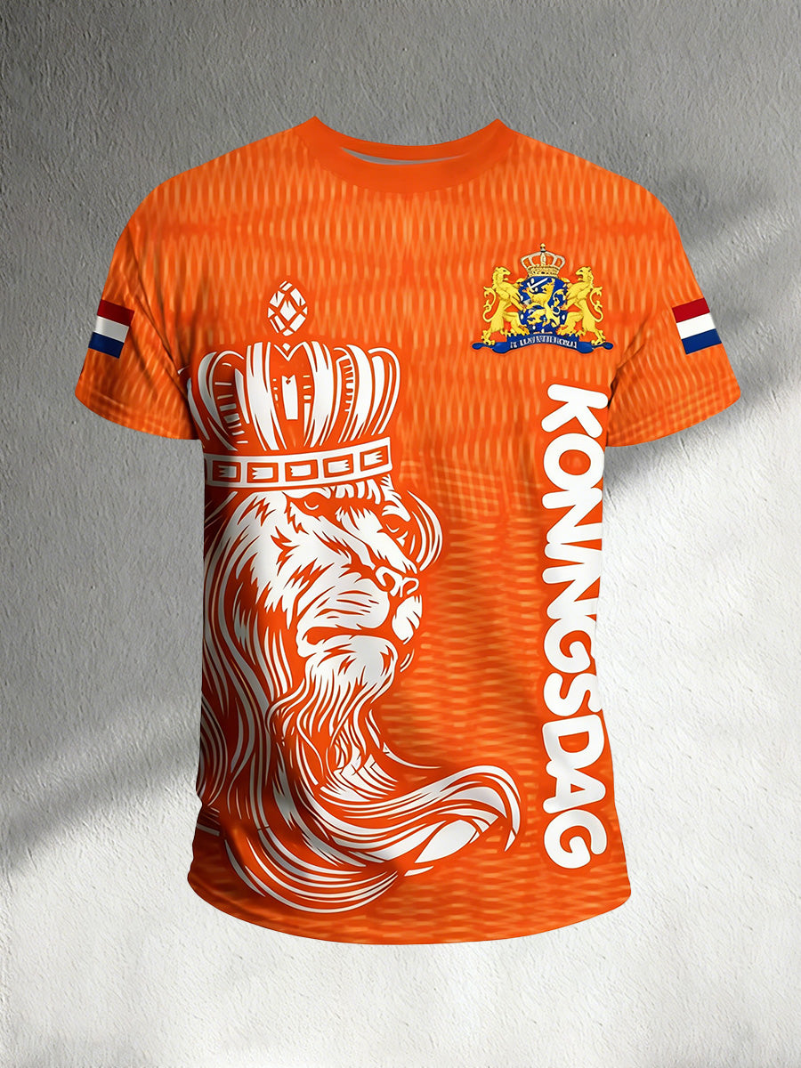 Heren T-shirt met kunstprint ter herinnering aan Koningsdag
