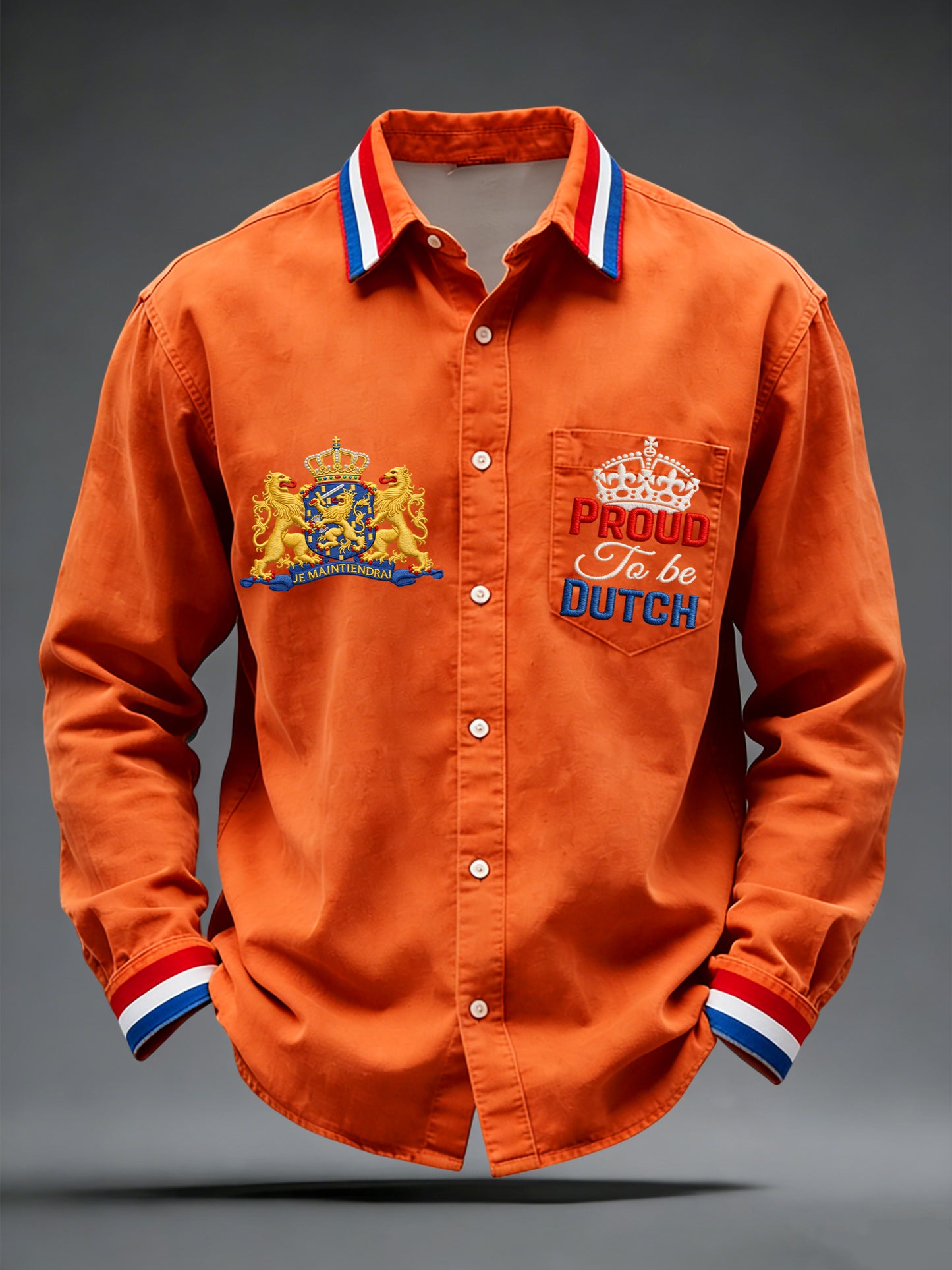 Retro Nederlands Koningsdag Embleem Casual Shirt