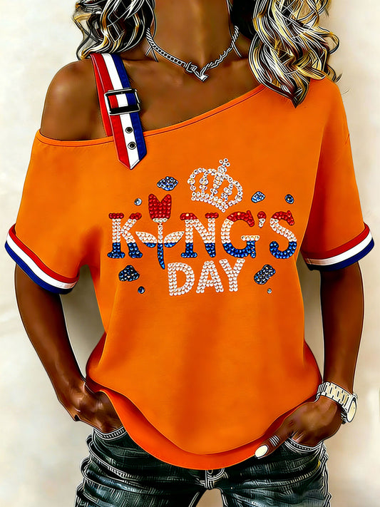 Dames Vintage Nederlandse Koningsdag Tulp Casual T-shirt