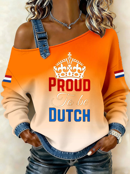 Dames Nederlandse Koningsdag Print Camisole Sweatshirt