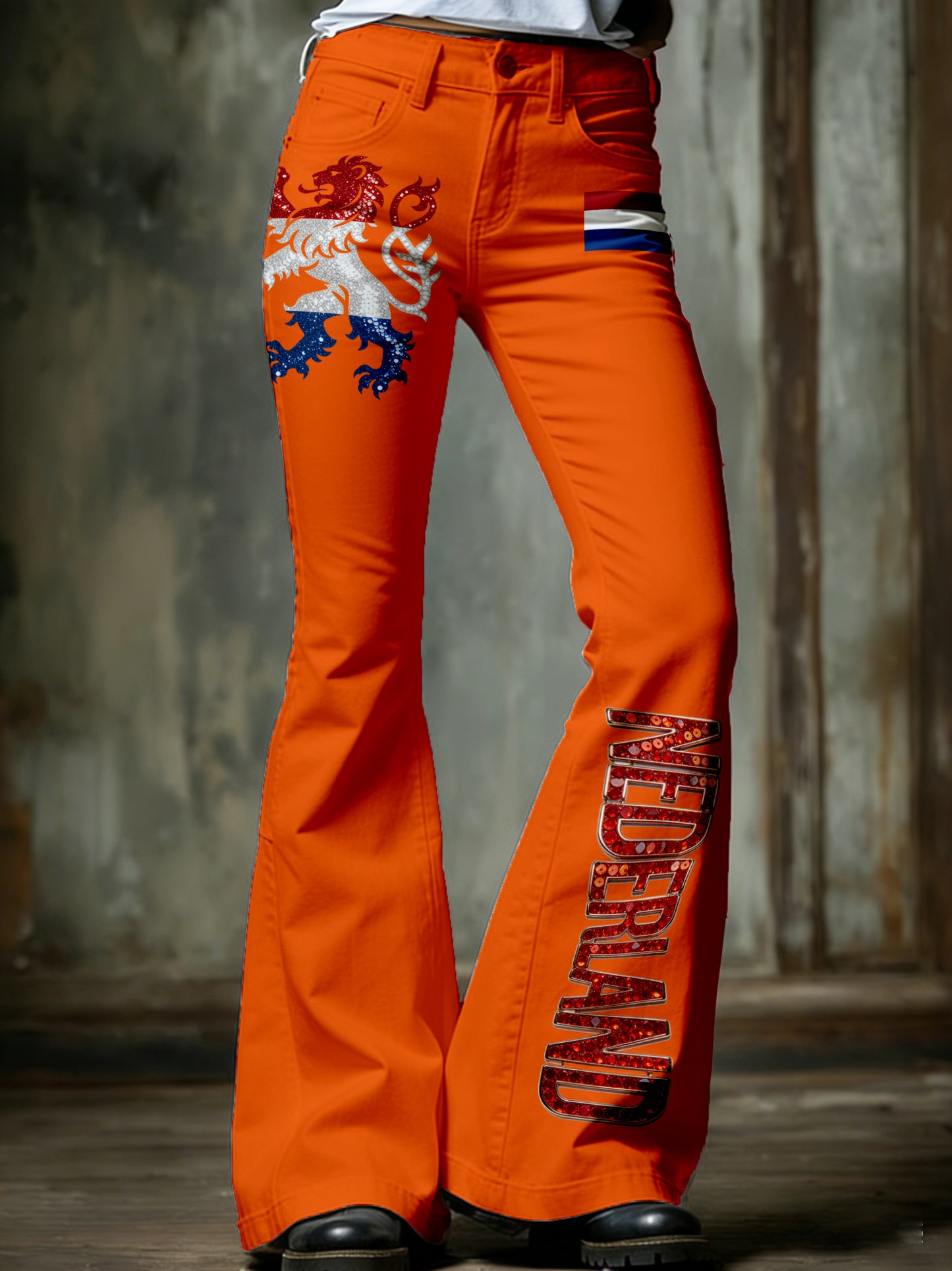 Dames Nederlandse Koningsdag Print Brede Broeken