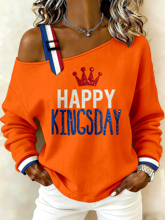 Dames Nederlandse Koningsdag print hemdje sweater