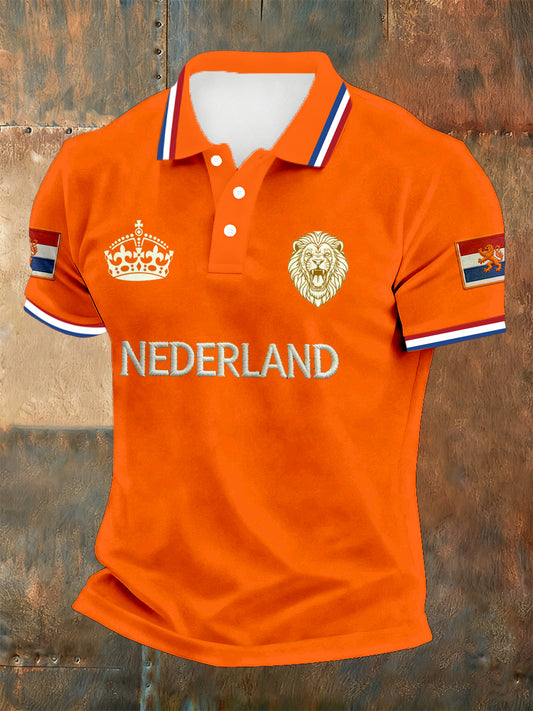 Poloshirt met Nederlandse koningsdag voor heren