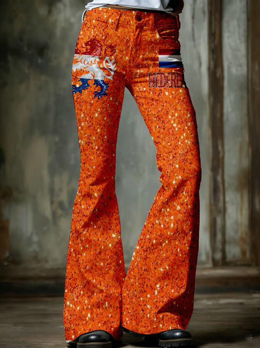 Dames Nederlandse Koningsdag Print Brede Broeken