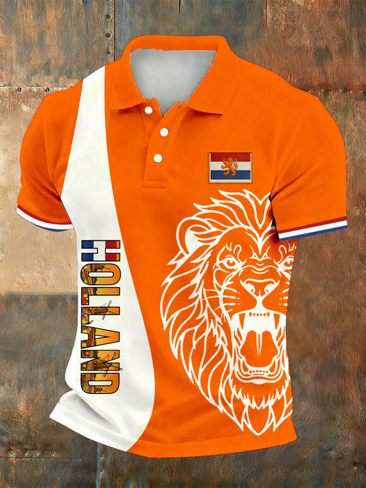 Poloshirt met Nederlandse koningsdag voor heren