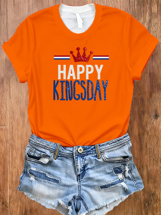 Dames Nederlandse Koningsdag print T-shirt