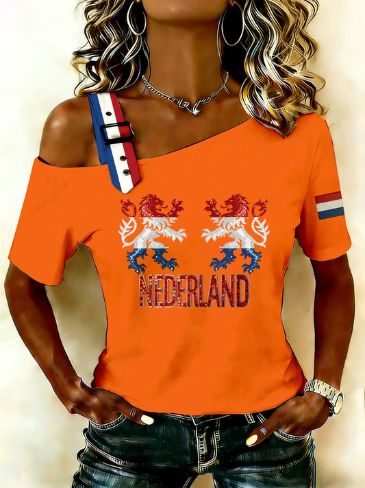 Dames Nederlandse Koningsdag Print Tank Top T-shirt