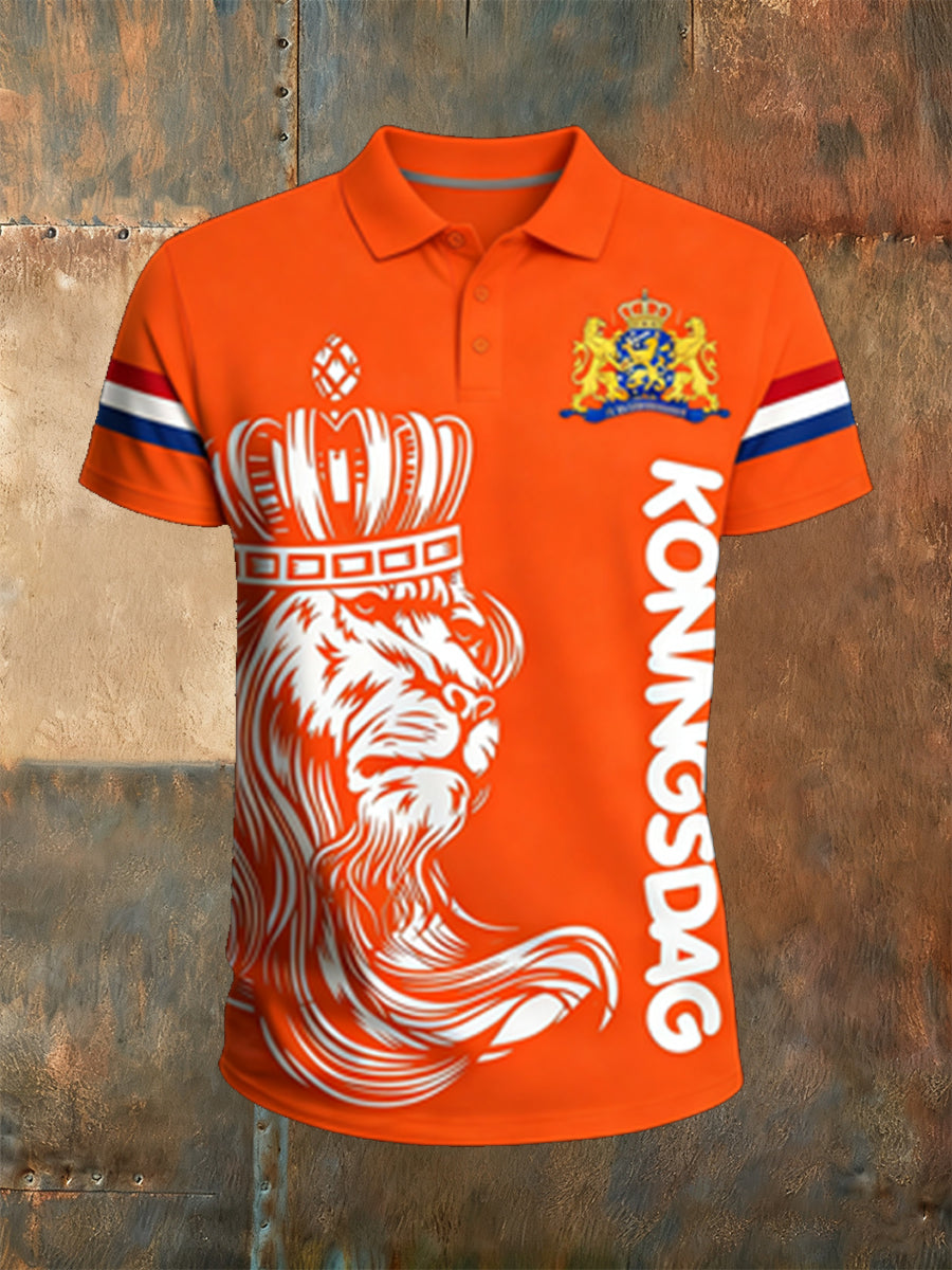 Poloshirt met Nederlandse koningsdag voor heren