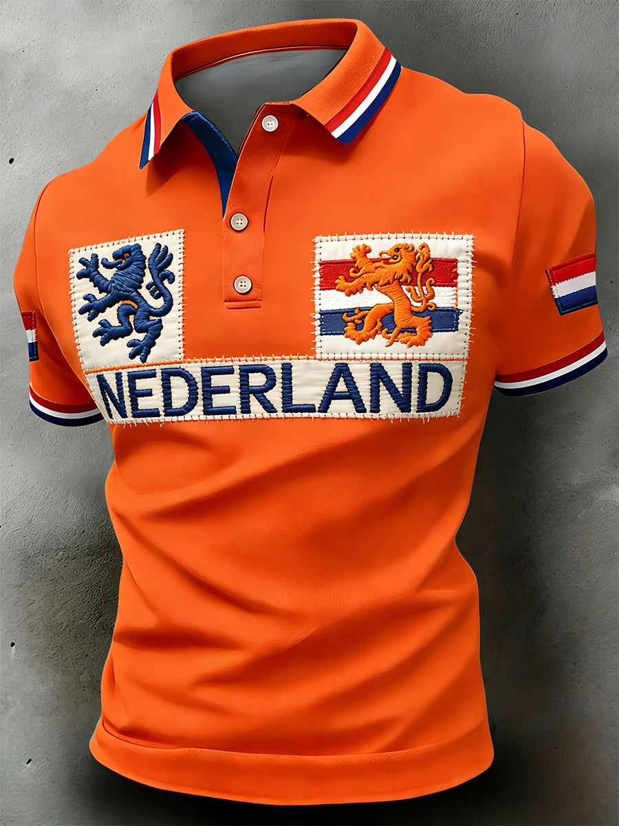 Herenpolo met Koningsdagprint